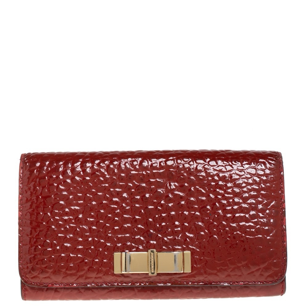 Burberry Red Embossed patent leather Women's wallet